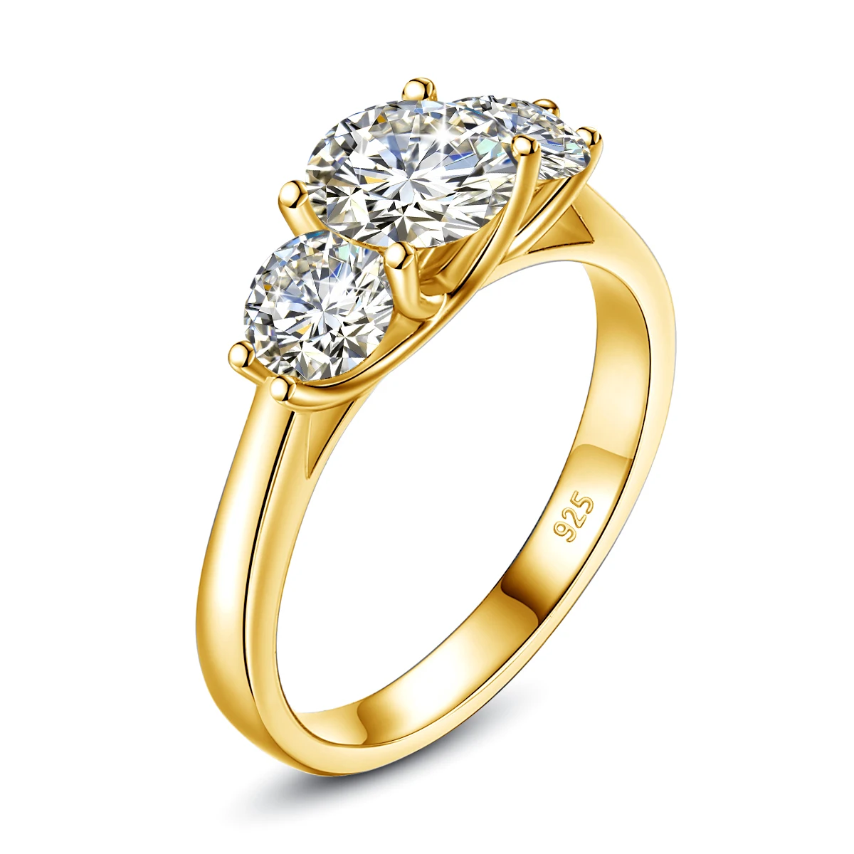Yellow Gold Moissanite Rings for Women Total Is 2ct D Color VVS1Eternity Engagement Jewelry With Certificate Original Trend Gift 3 Yellow Gold Moissanite Rings for Women Total Is 2ct D Color VVS1Eternity Engagement Jewelry With Certificate Original Trend Gift - Image 2