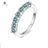 BIJOX STORY 3mm Gemstone Moissanite Ring for Women S925 Silver White Gold Stackable Wedding Band Diamond Matching Gift