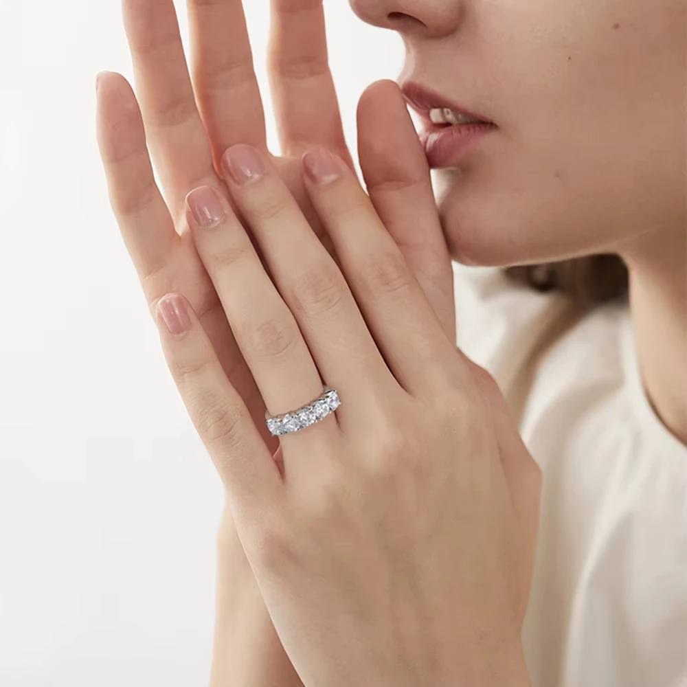 2.5/5cttw 5-Stones Moissanite Diamond Rings for Sterling Silver S925 Women Half Eternity Wedding Band Bridal Jewelry FEOBUR 7 2.5/5cttw 5-Stones Moissanite Diamond Rings for Sterling Silver S925 Women Half Eternity Wedding Band Bridal Jewelry FEOBUR - Image 6