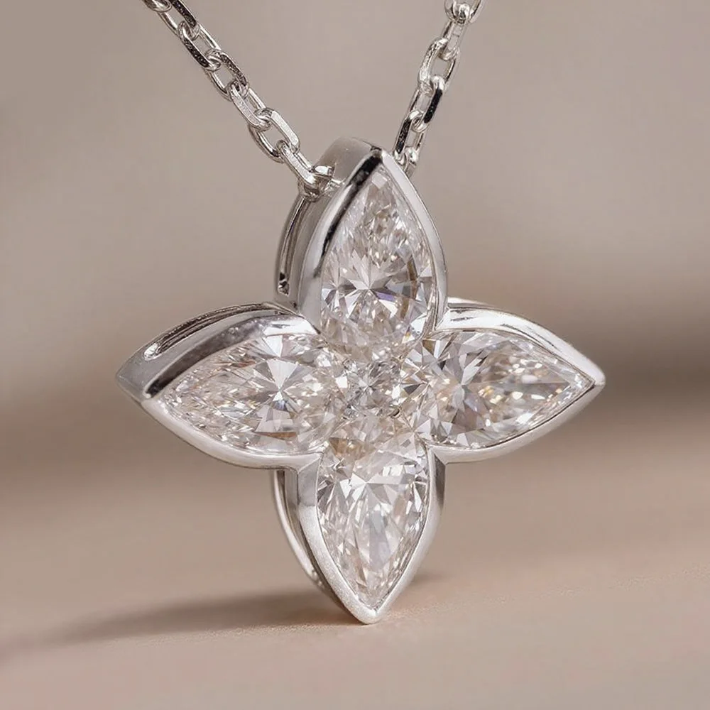 MUXIFC Full Moissanite Pendant Necklaces Fashion Flower Pear/Round Cut Diamond Neck Chain S925 Silver Wedding GRA Jewelry Gifts 6 MUXIFC Full Moissanite Pendant Necklaces Fashion Flower Pear/Round Cut Diamond Neck Chain S925 Silver Wedding GRA Jewelry Gifts - Image 5