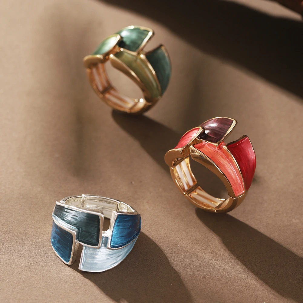 Cring Coco Geometric Ring Accessories Women's Elegant Enamel Ring Adjustable Round Ring Jewelry Fashion Women's Christmas Gift 7 Cring Coco Geometric Ring Accessories Women's Elegant Enamel Ring Adjustable Round Ring Jewelry Fashion Women's Christmas Gift - Image 6