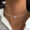 All Moissanite Tennis Necklace with Solitaire Waterdrop Diamond Riviera Necklace for Women 925 Sterling Silver Adjustable Choker