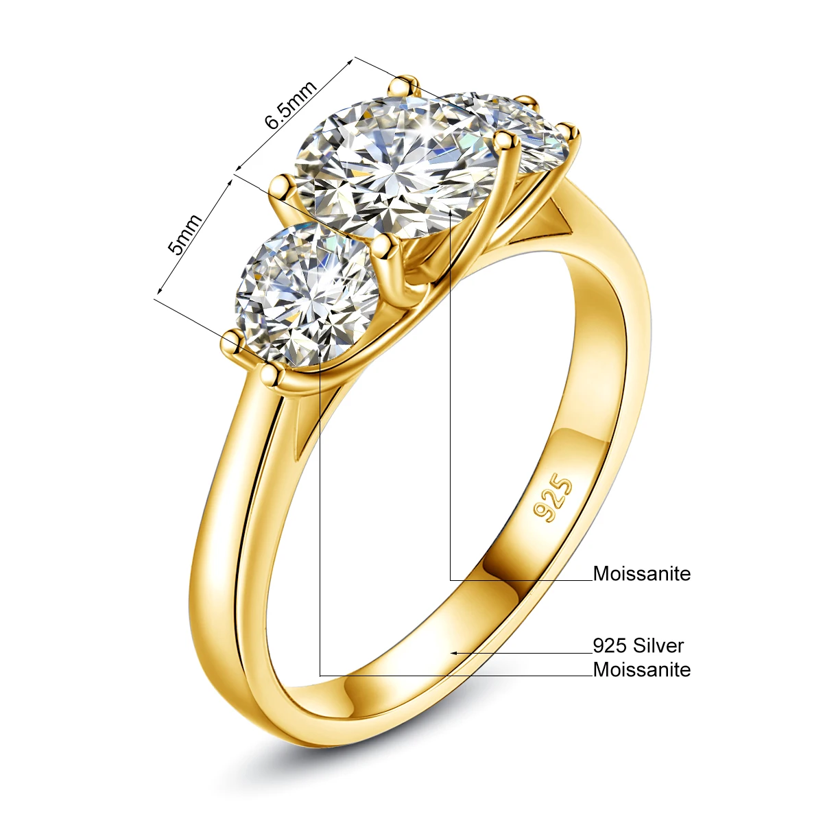 Yellow Gold Moissanite Rings for Women Total Is 2ct D Color VVS1Eternity Engagement Jewelry With Certificate Original Trend Gift 6 Yellow Gold Moissanite Rings for Women Total Is 2ct D Color VVS1Eternity Engagement Jewelry With Certificate Original Trend Gift - Image 5