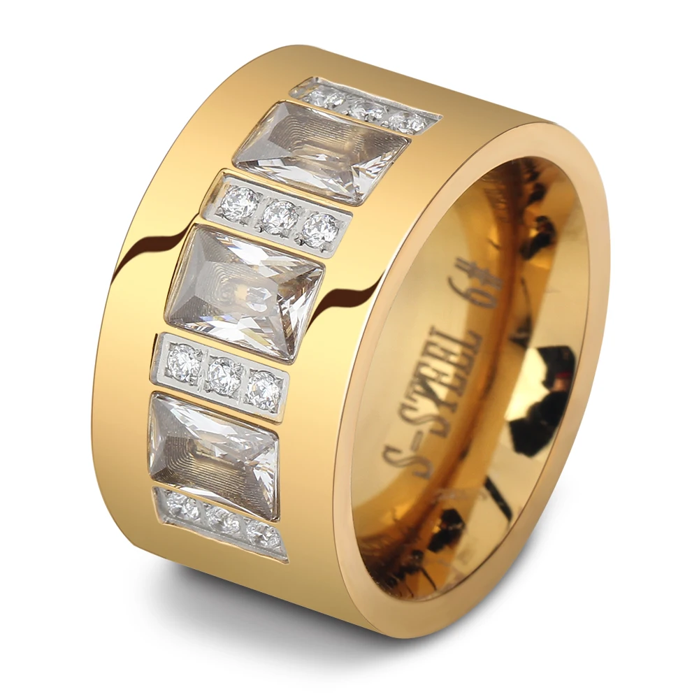 Crystal Rings Wholesale Yellow Gold Color Stainless Steel Wedding Rings For Women Party Jewelry 2 Crystal Rings Wholesale Yellow Gold Color Stainless Steel Wedding Rings For Women Party Jewelry